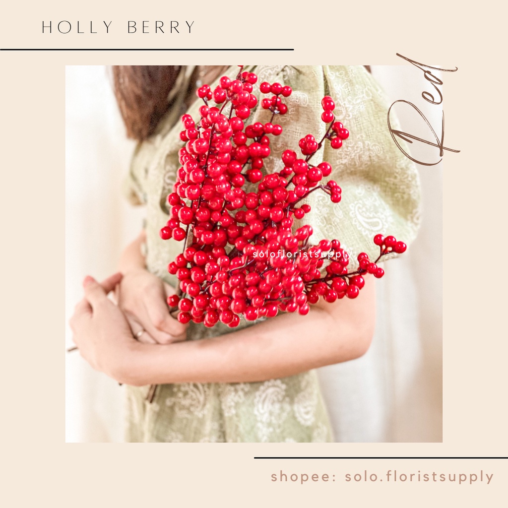 Jual HOLY BERRY Tanaman berry cherry buatan hias imitasi hiasan natal