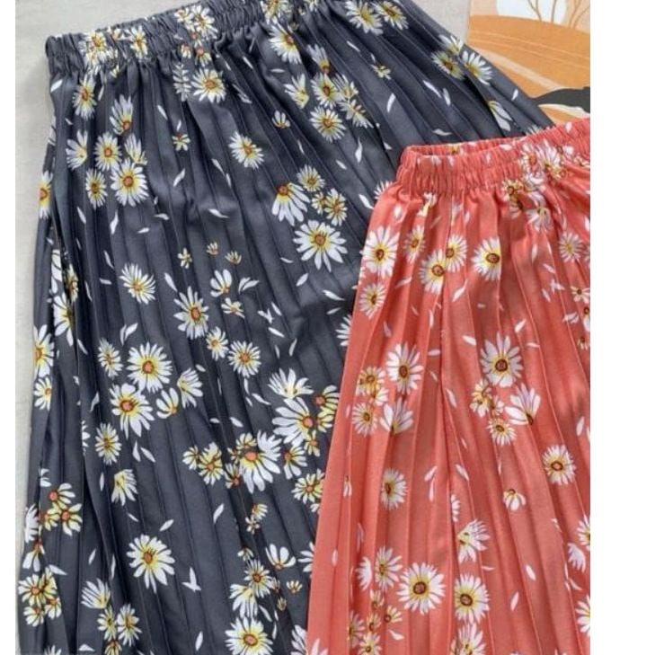 Jual Rok Motif Bunga Daily Rok Plisket Daisy Mayung Bawahan Panjang