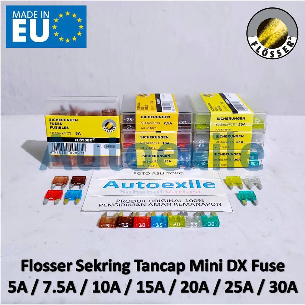 Jual Flosser Sekring Tancap Mini DX Small Blade Fuses 5A 7.5A 10A 15A ...