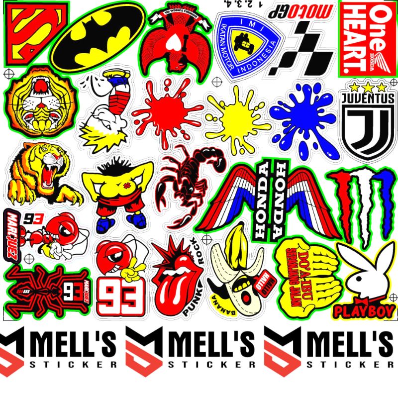 Jual Stiker sticker motor mobil helm kaca permanent graftac isi 50 ...