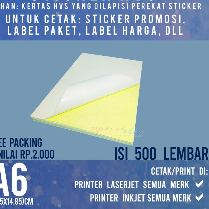 Jual Terbaru 500 Lembar Sticker Hvs A6 Kertas Stiker Doff Matte A6 1