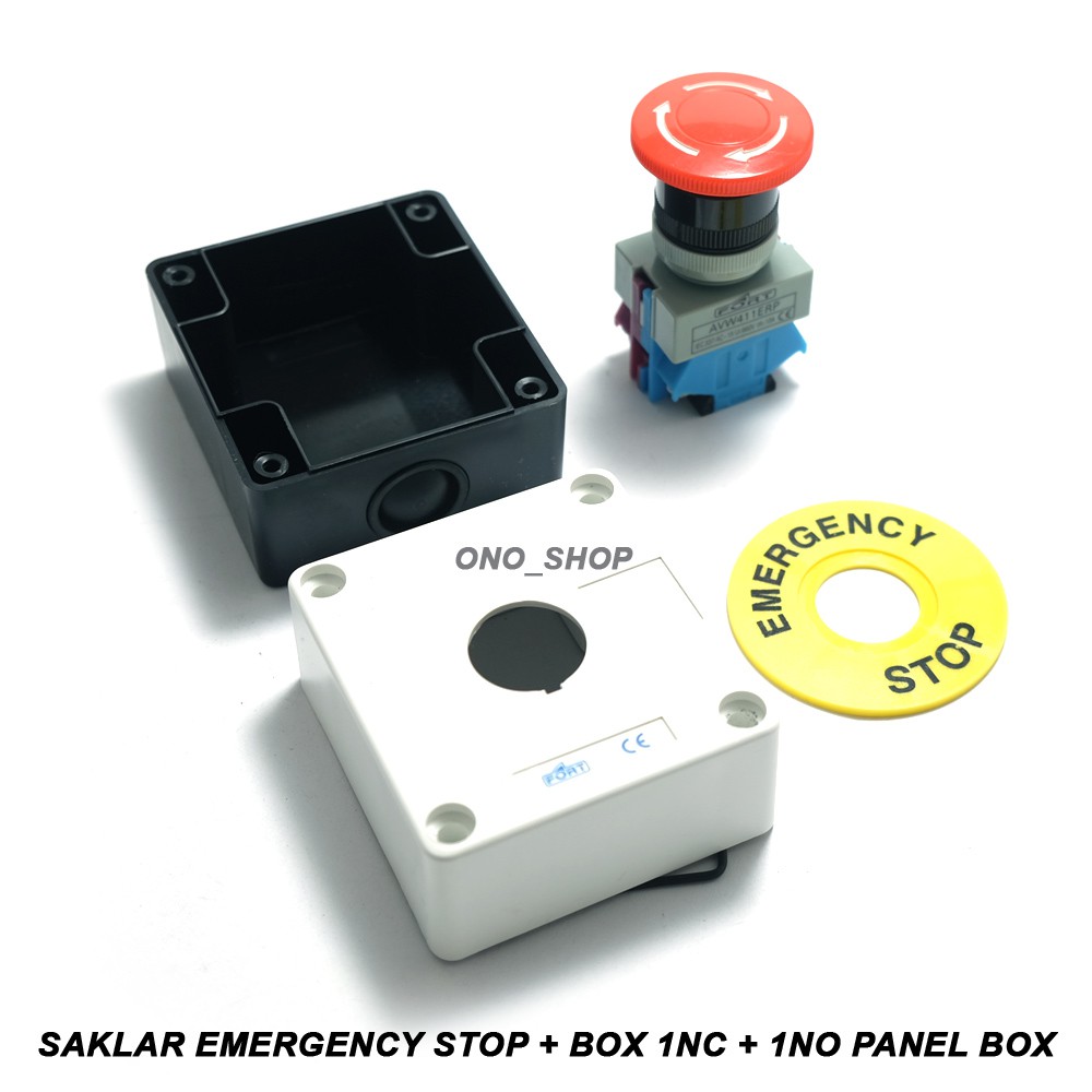 Jual Saklar Emergency Stop + Box 1NC + 1NO Panel Box | Shopee Indonesia