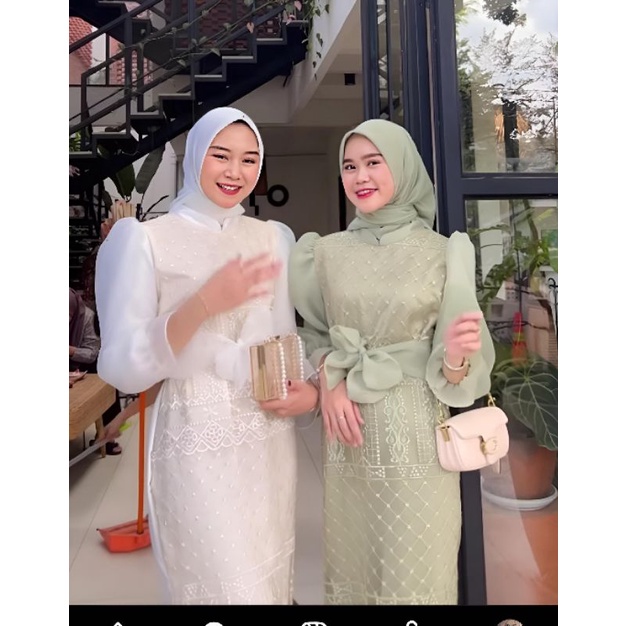 Jual gamis pesta hijau sage gamis kondangan gamis pantai gamis brokat