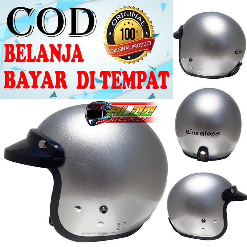 Jual HELM CARGLOSS RETRO SILVER ORIGINAL | Shopee Indonesia