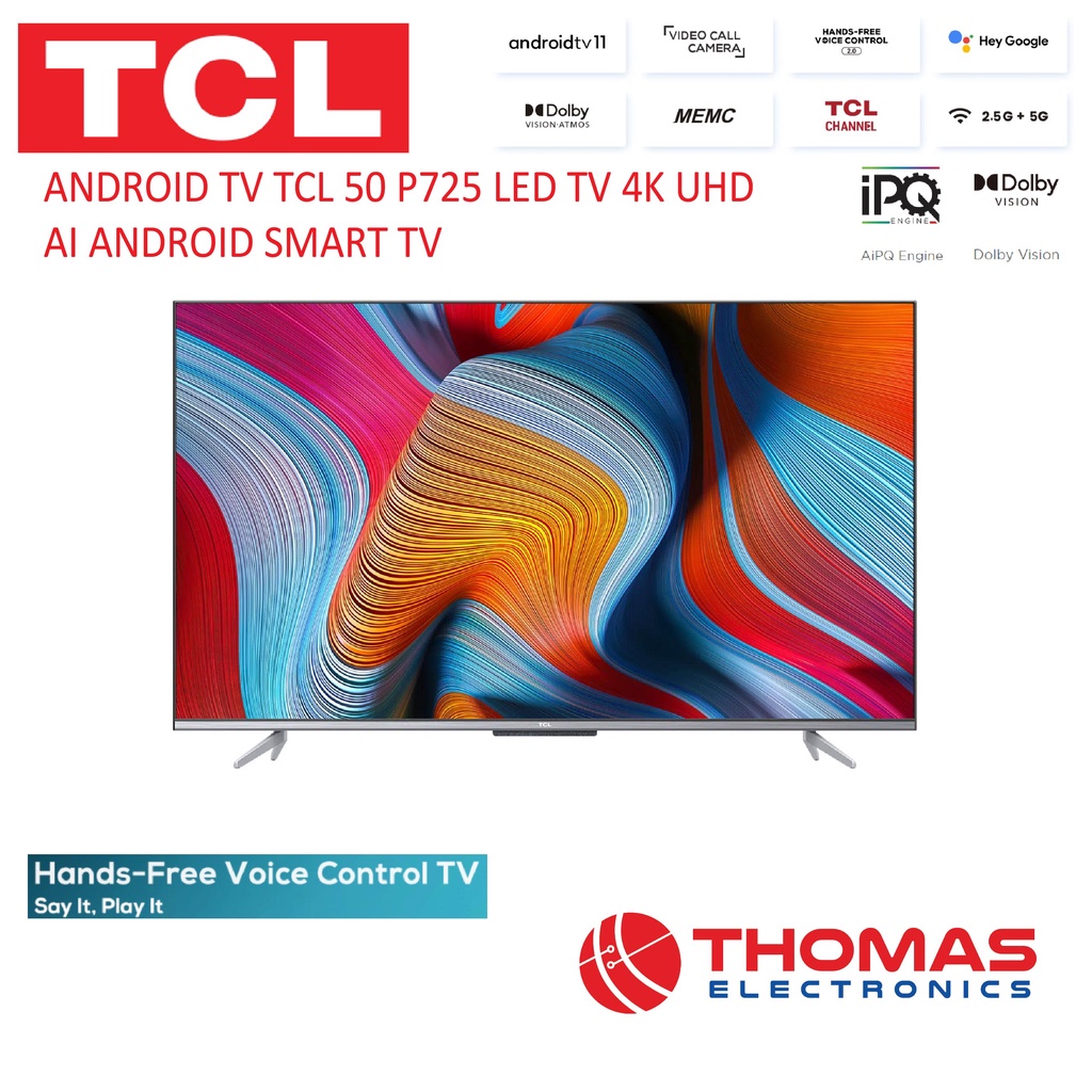 Jual LED TV TCL ANDROID TV 50 P725 4K HDR QUHD AI ANDROID TV 50 INCH ...