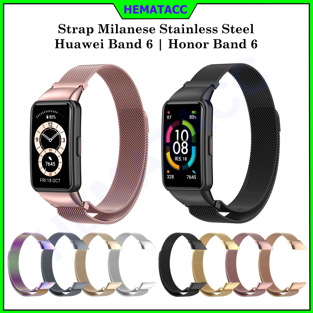 Cinturino In Acciaio Inossidabile Per Huawei Band 6 / Honor Band 6 - Bracciale Metallo Regolabile 145-215 Mm - Argento/Nero/Rosa