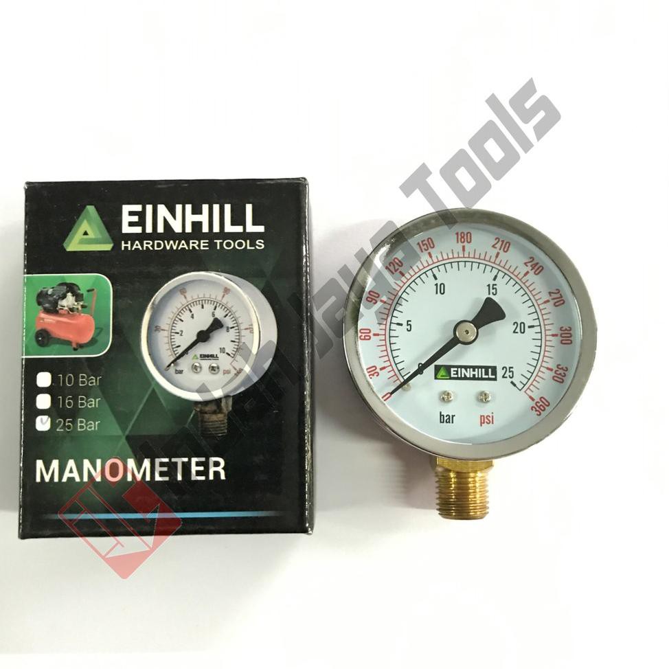 Jual [KODE 7922] Manometer 10 Bar EINHILL Pressure Gauge Ukuran Angin