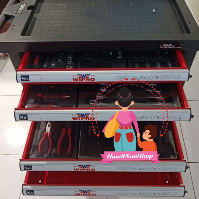 Tool Box Trolley Cabinet - Toll Kit Set 6 Susun 127 Pic Wipro