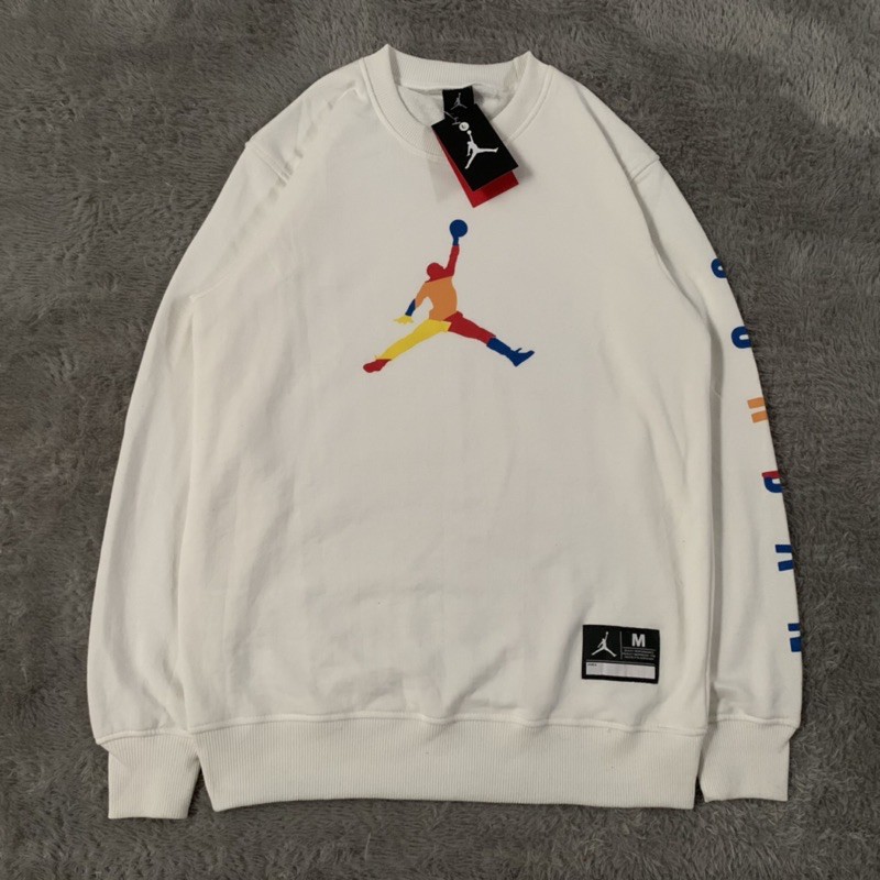 Jual Sweater Crewneck Air Jordan Rainbow Taped White Fulltag & Lebel