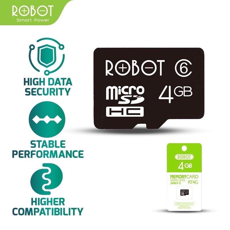 Jual Micro SD ROBOT 4GB Memory Card Class 6 Speed TF Card With Package ...
