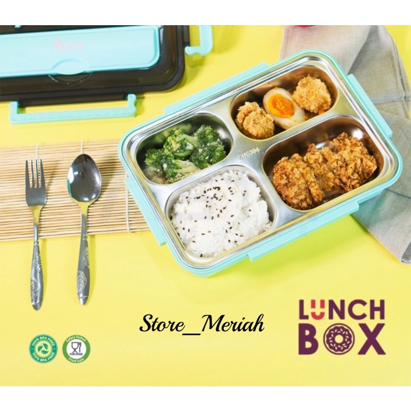 Jual S_M Lunch Box Tempat Makan Kotak Bekal Stainles Stel Sekad 4 Shopee Indonesia