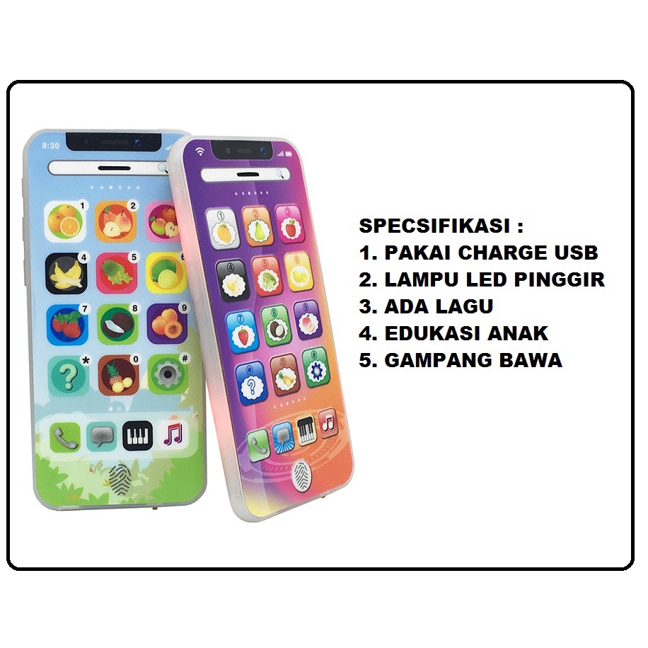 Jual Mainan anak MUSIK EDUKASI bayi HP android Handphone Touch Screen ...