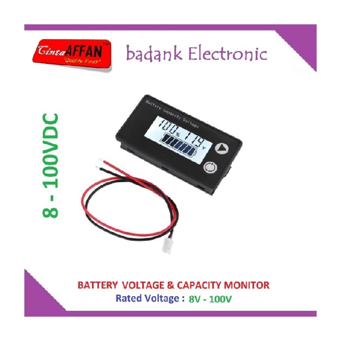 Jual Battery Voltage Capacity Indicator 8V-100V VRLA Lithium LiFePO4