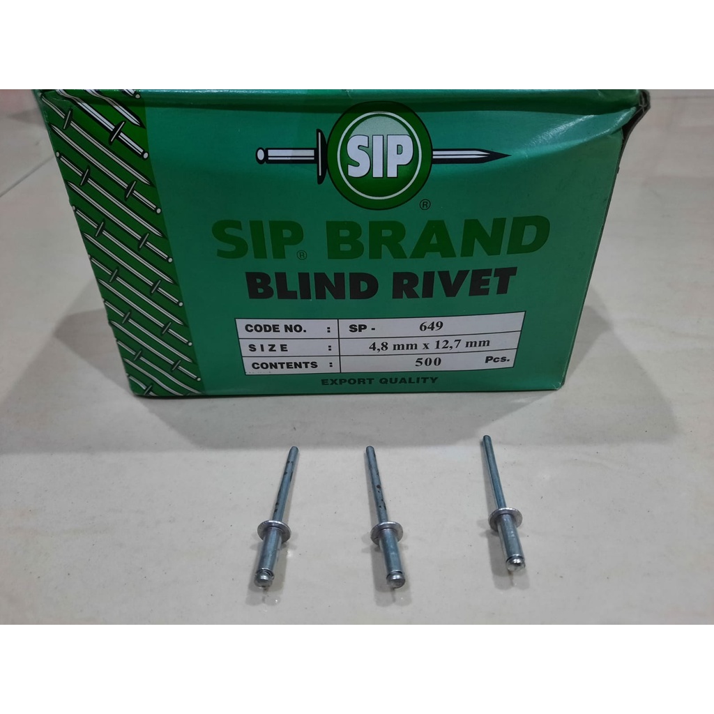 Jual SIP Paku Rivet 649 ukuran 4,8x12,7mm / Blind Rivet Aluminium / isi ...