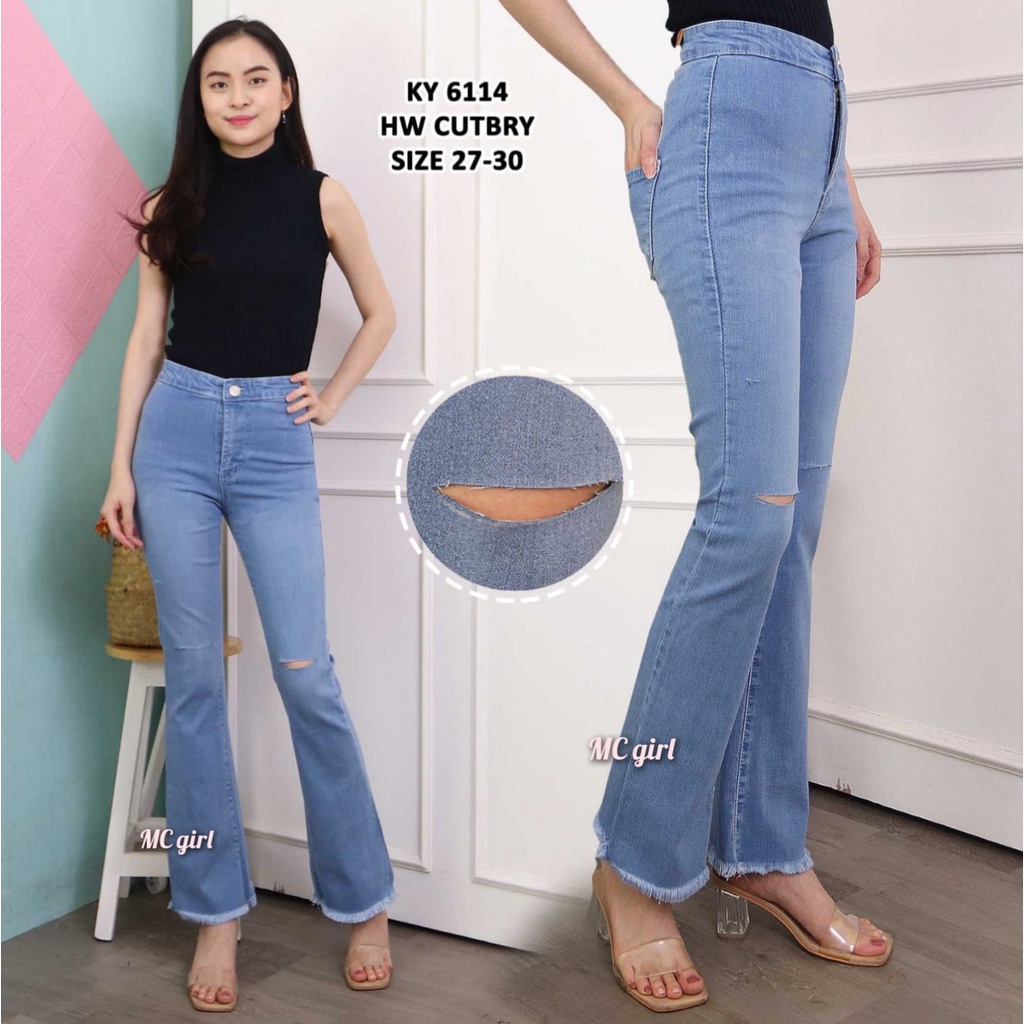 Jual MC girl - Cutbray Highwaist Sobek Garis Rumbai Wanita / Celana ...