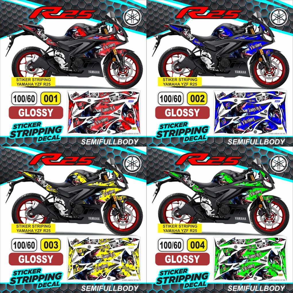 Jual sticker stripining decal yamaha r25 semifulbody varasi venom semua ...