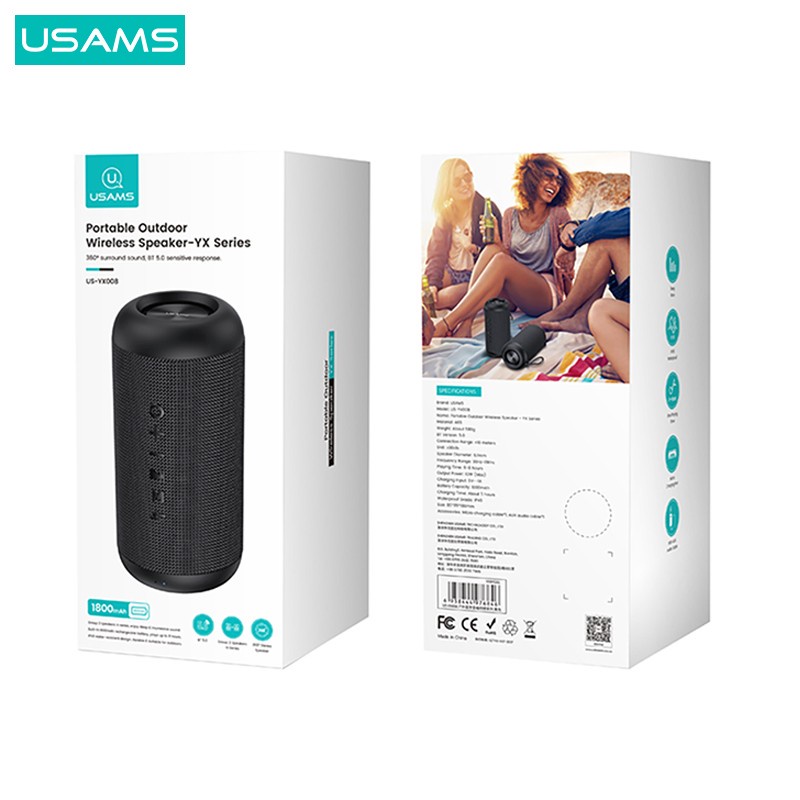 USAMS YX008 Portable Outdoor Wireless Speaker Bluetooth IPX6