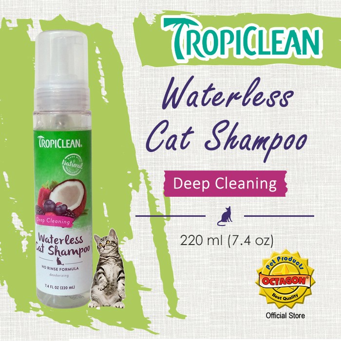 Jual TROPICLEAN WATERLESS SHAMPOO DEEP CLEANING CAT 220ml Shopee