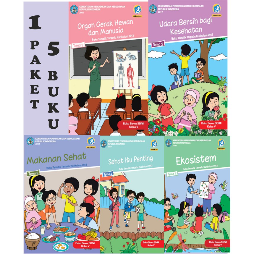 Jual Paket Buku Siswa Tematik SD Kelas 5 Semester 1 (Tema 1 2 3 4 5 ...