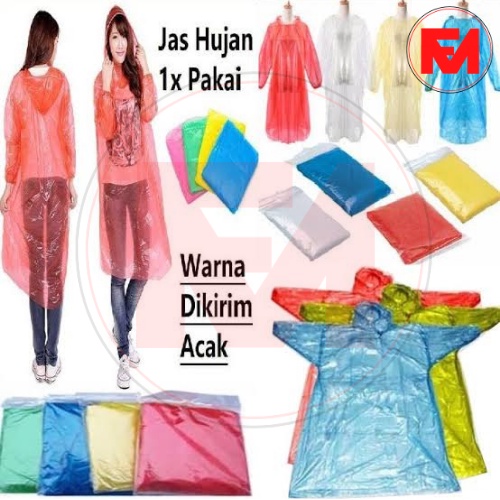 Jual JAS HUJAN PLASTIK SEKALI PAKAI / JAS HUJAN PONCHO DISPOSABLE ...