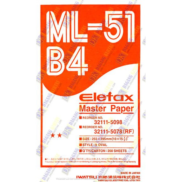 Jual Master Paper Elefax / Kertas Master Elefax ML51 ukuran B4