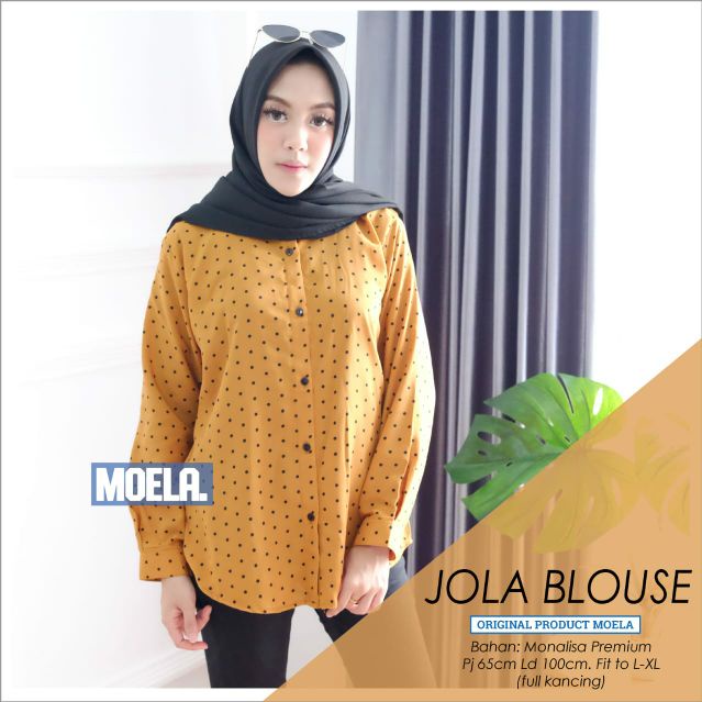 Kemeja Lengan Panjang Cherchio Black Polkadot