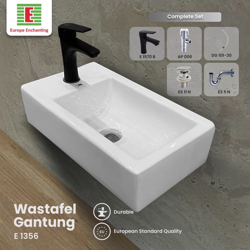 Jual Set Wastafel Tembok Dinding Gantung Europe Enchanting E1356SET ...
