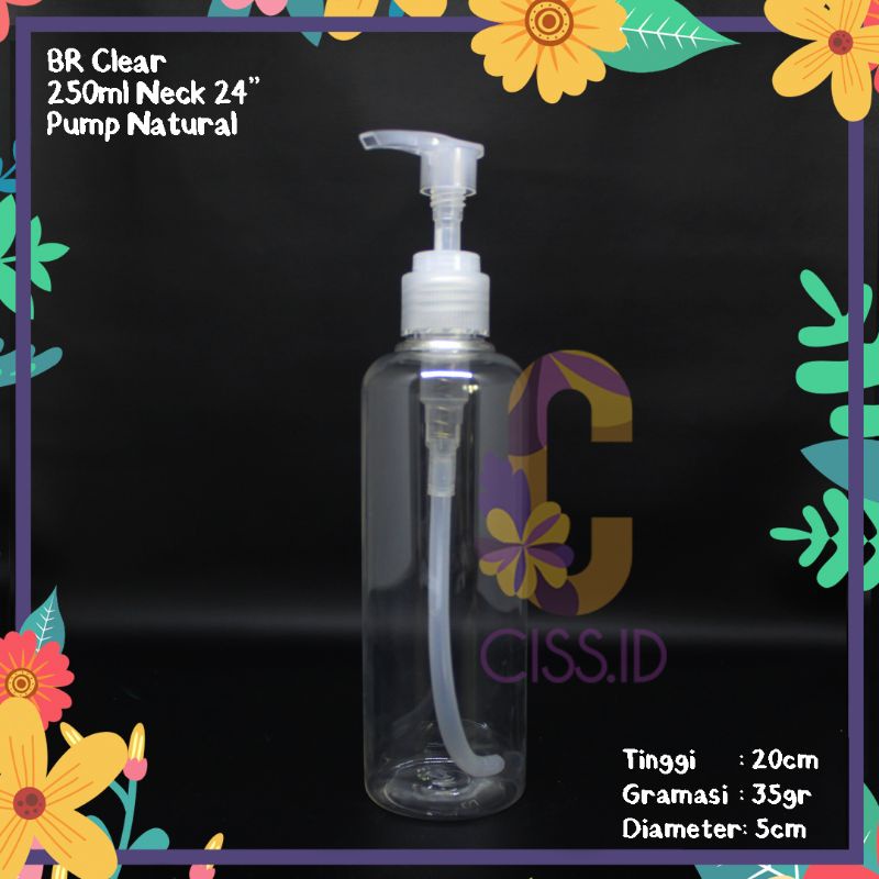 Jual BOTOL PLASTIK BR 250ML CLEAR PUMP NATURAL HAND SANITIZER IMPORT ...