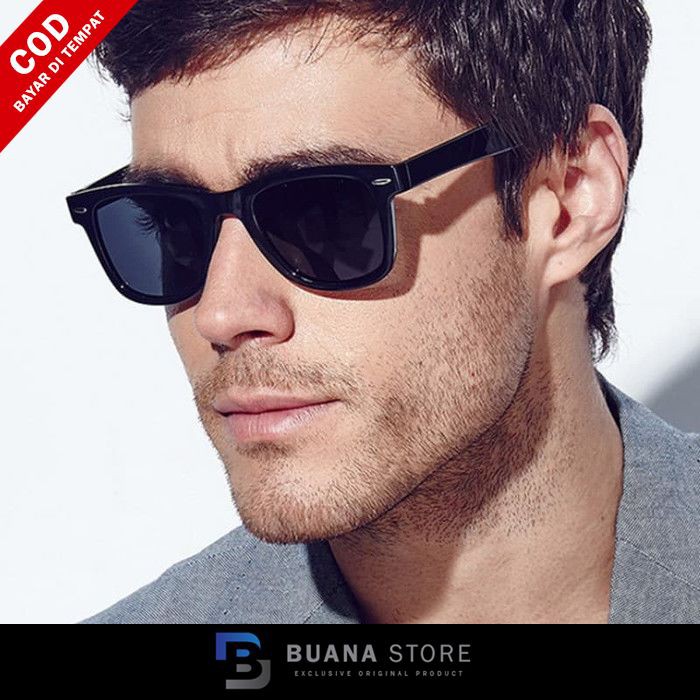 Jual Kacamata gaya Sunglasses Kacamata Hitam Pria Model Wayfarer ...