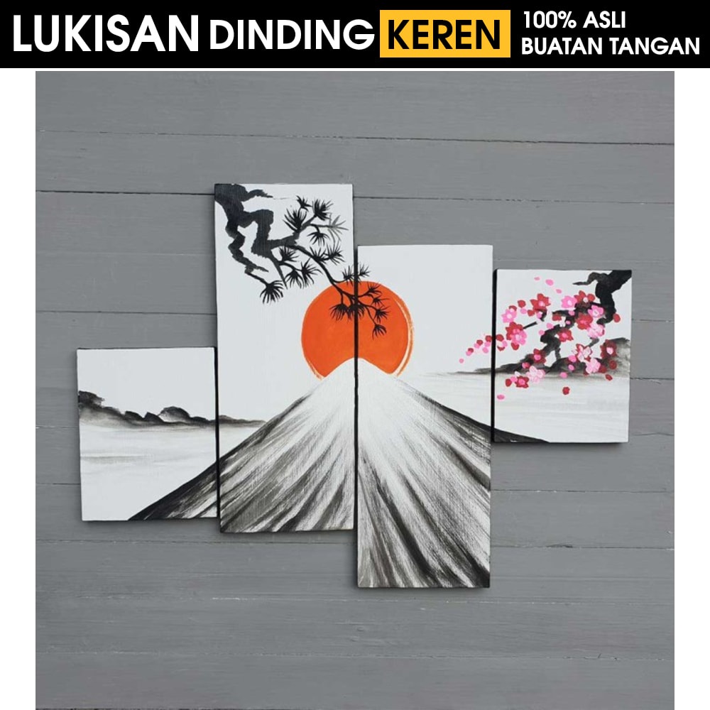 Jual Lukisan Gunung Fuji Asli Dilukis Tangan Lukisan Dinding Ruang Tamu