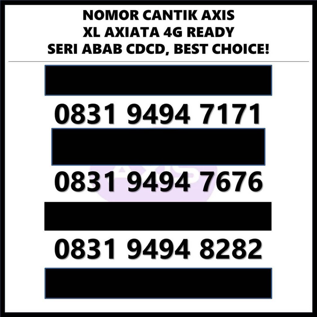 Jual KARTU PERDANA AXIS NOMOR CANTIK AXIS AXIATA 4.5G ABAB CDCD PILIHAN ...