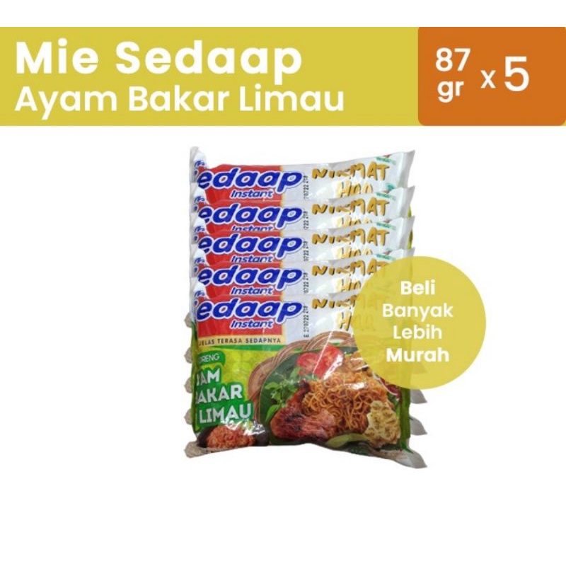 Jual Mie Sedaap Goreng Ayam Bakar Limau (Isi 5 Pcs) | Shopee Indonesia