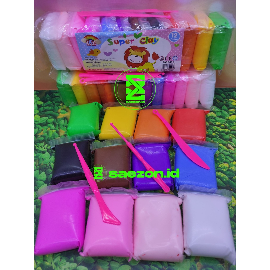 Jual POLYMER CLAY IMPORT MAINAN ANAK CLAY ISI 12 KANTONG WARNA / CLAY ...