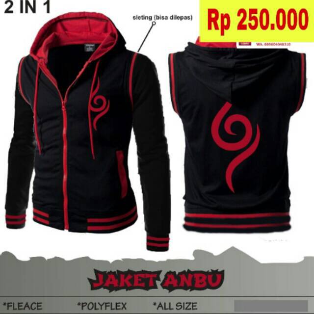 Jual jual produk distro animasi Jaket Anime Murah Anbu 2in1 Blacll best