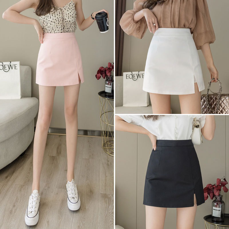 Jual VIVIANE SPLIT A LINE ROK LINEN MINI SKIRT Polos Casual Wanita ...
