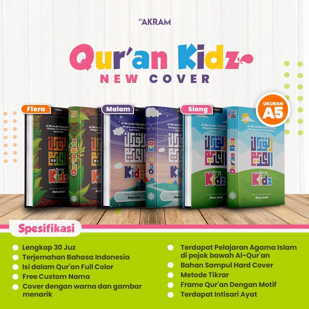 Jual AL-AKRAM Qur'an Kids Berwarna A5 Custom Nama - Cover Malam ...