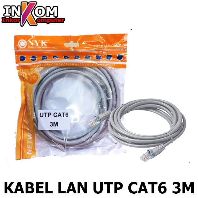 Jual NYK Kabel LAN UTP Cat 6 RJ45 3M / 5M / 10M - 3 Meter | Shopee ...