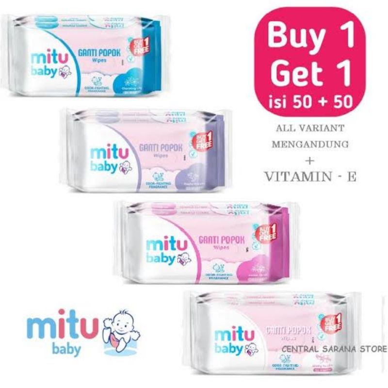 Jual Mitu Baby Wipes 50 Sheets buy 1 get 1 free/ Mitu tisue basah/ Buy ...