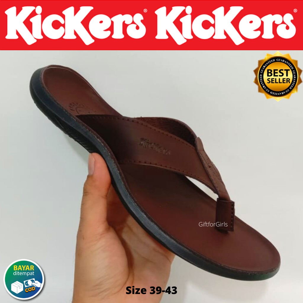 Jual Sandal Kickers Kulit Pria Sendal Jepit Kulit Asli Sandal