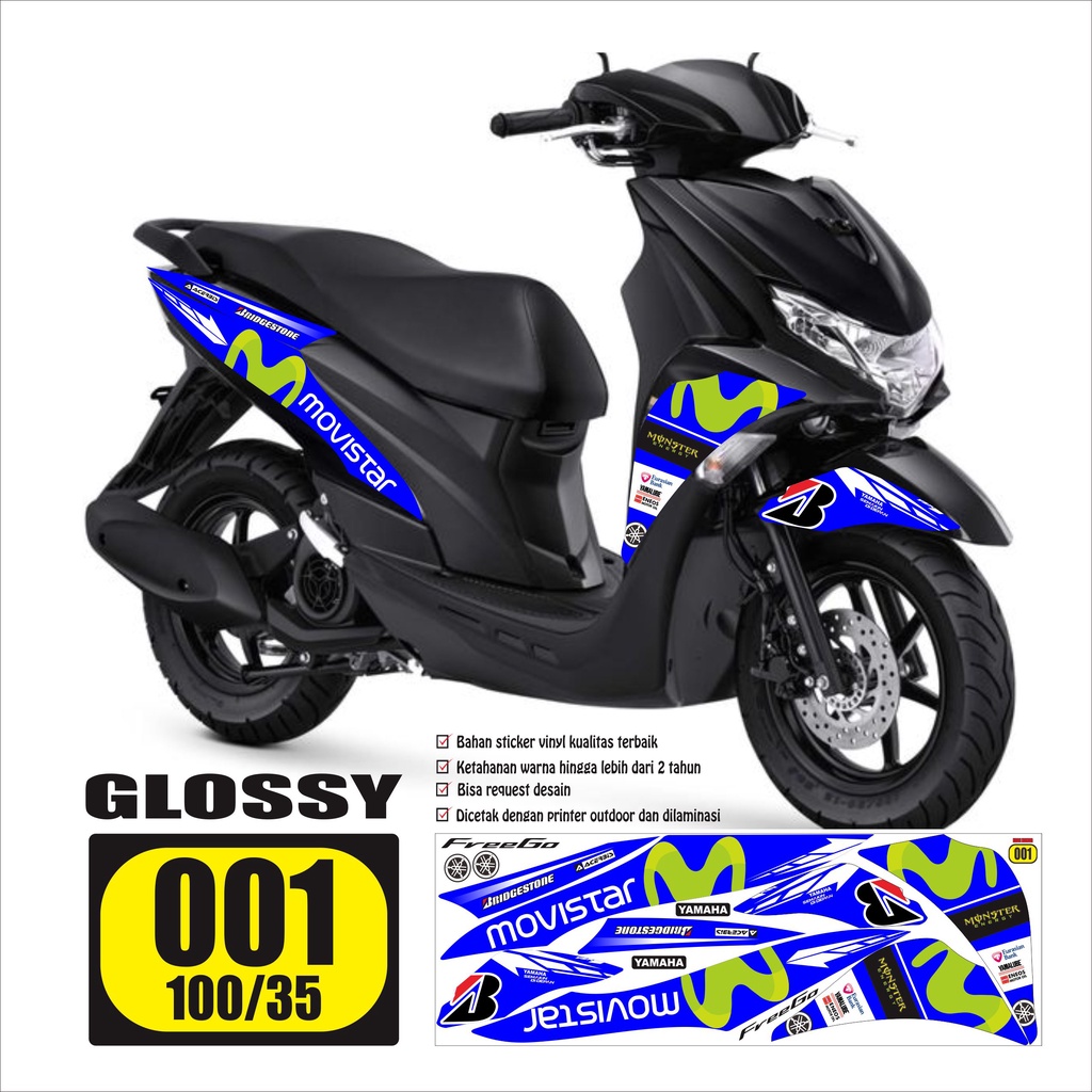 Jual Sticker Decal Striping Yamaha Freego Variasi Movistar Printing Laminasi Semua Ready Packing 4962