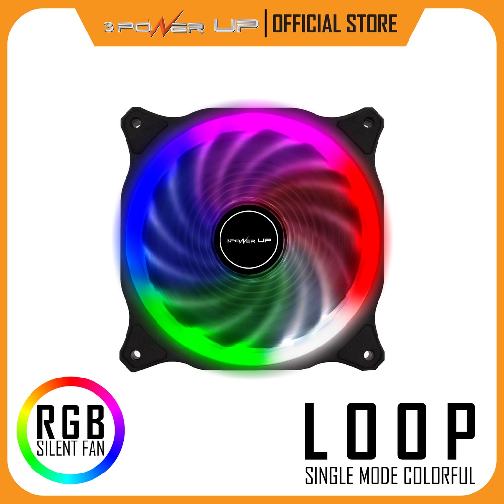 Jual FAN Cooler PC 3 Power Up LOOP SERIES FL-01 Single Colorful 12cm ...