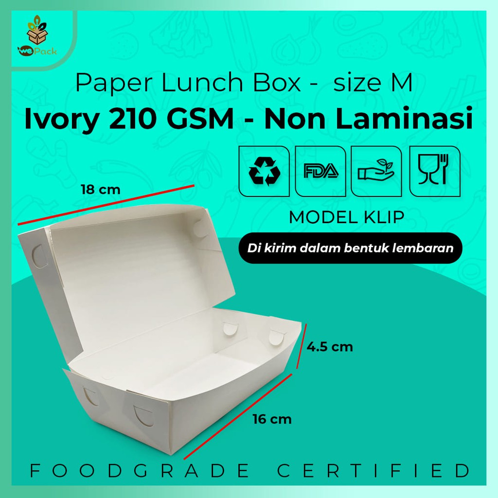 Jual PAPER LUNCH BOX SIZE M Non Laminating Makanan Kering Model Klip ...
