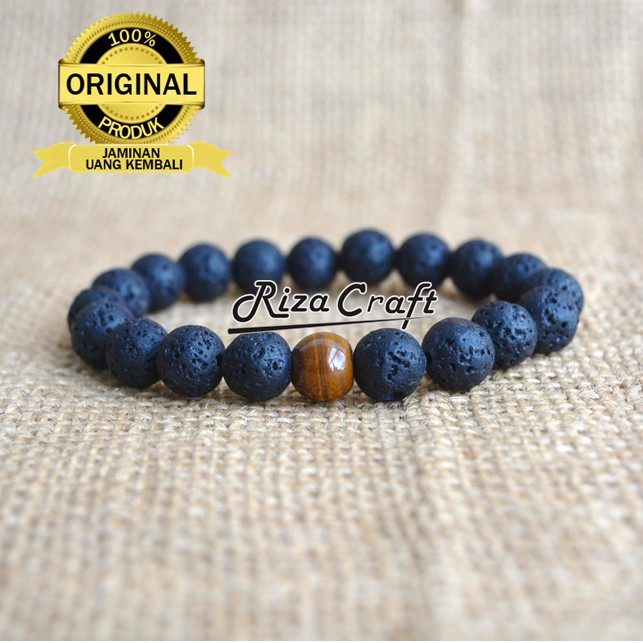 Jual Gelang Batu Alam Lava Stone Rock Vulkanik ASLI Gunung Berapi Tiger ...