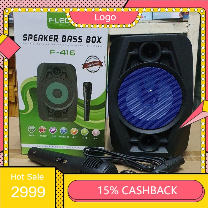 Jual Speaker Bluetooth 4 Inch Fleco F 416f 417 Plus Mic Karaoke X Bassspeaker Salon Aktif X 6595