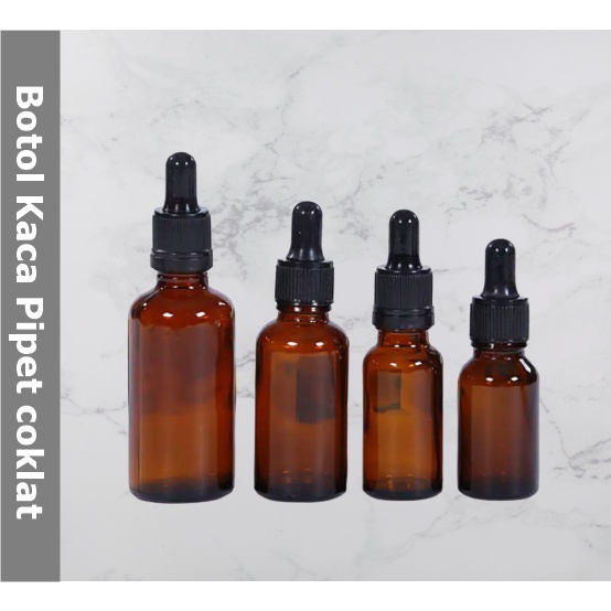 Jual Botol Pipet tutup hitam/botol tetes amber kaca tebal ring segel ...