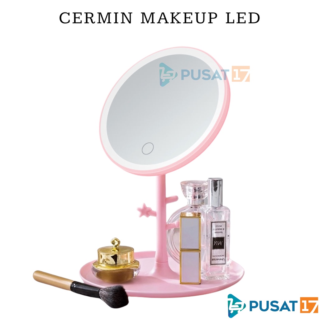 Jual PUSAT17 CERMIN LED MAKE UP / KACA RIAS BULAT / CERMIN RIAS LAMPU ...