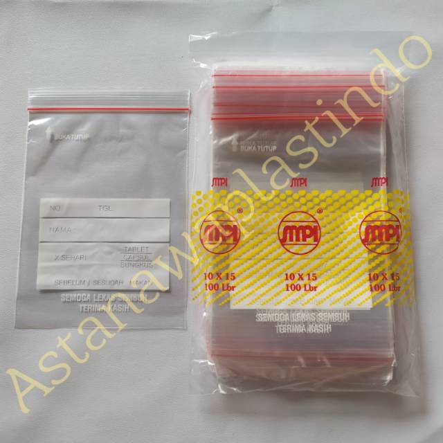 Jual Isi 100 Pcs Plastik Klip Obat Smpi 10x15 Bening 10 X 15 Cm Zipper 15x10 Ziplock Clip Warna 8701