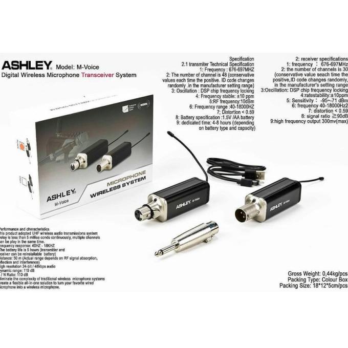 Jual digital wireless microphone transceiver system ASHLEY M VOICE ...