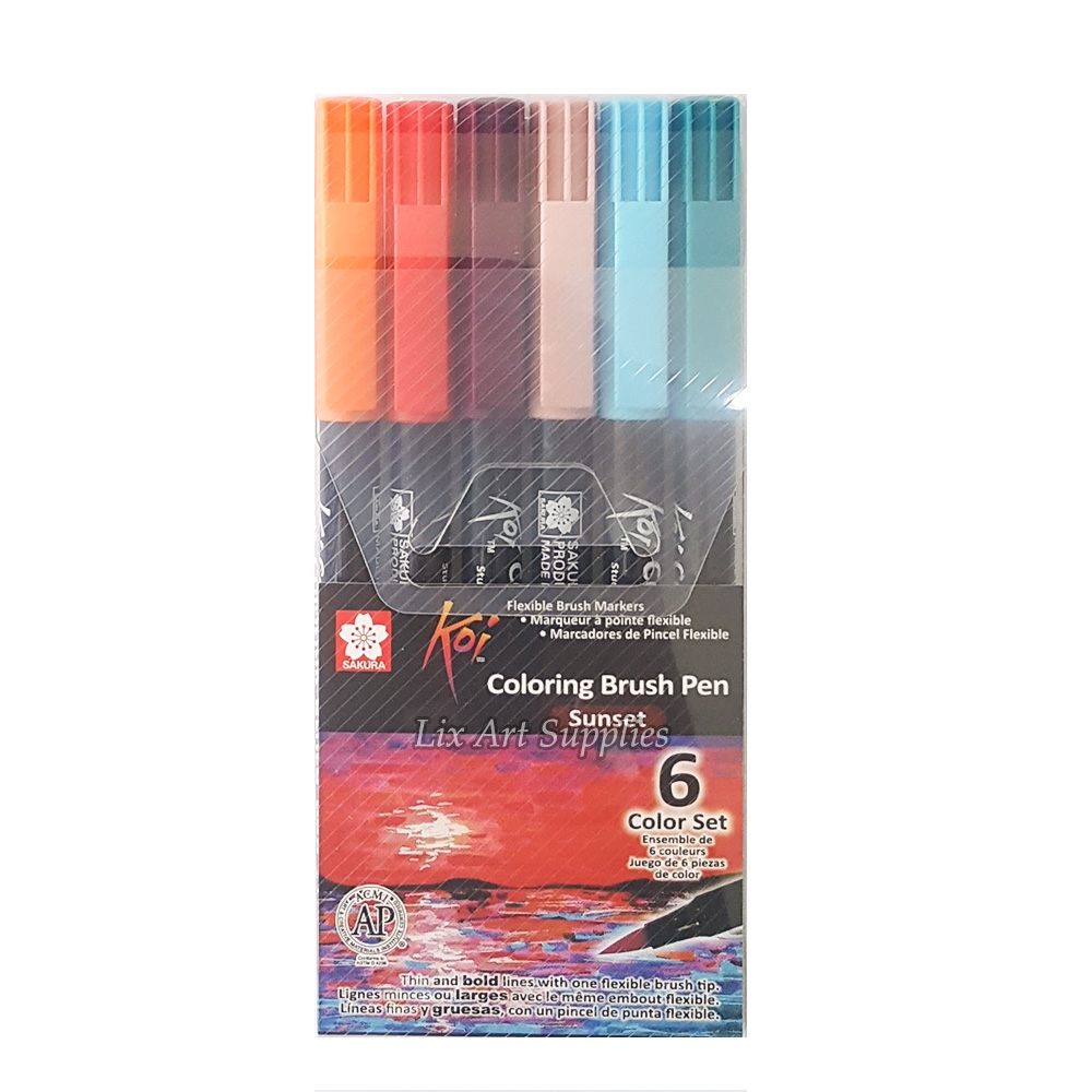 Jual Sakura Koi Coloring Brush Pen Set 6 - Sunset Color | Shopee Indonesia