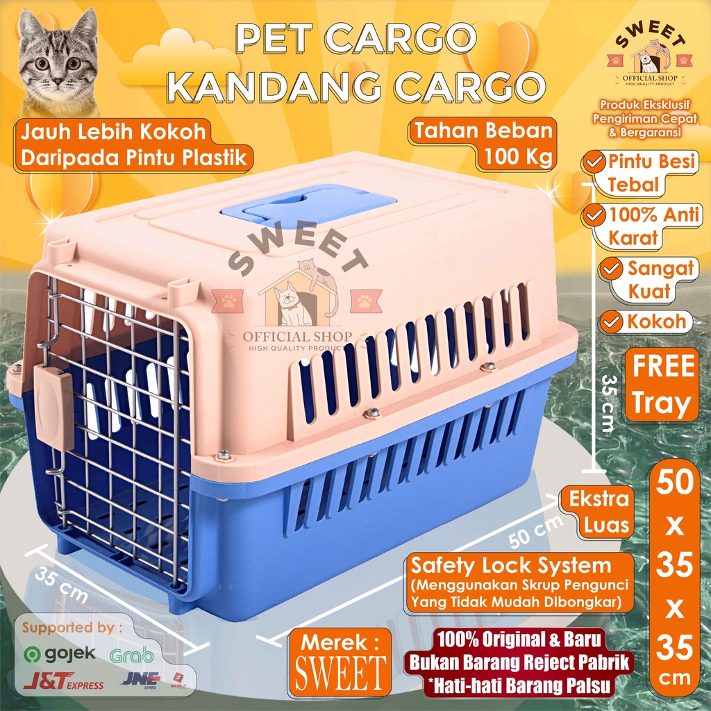 Jual Pet Cargo / Pet Carrier BONUS Tray Kandang (Cargo) Kucing Anjing